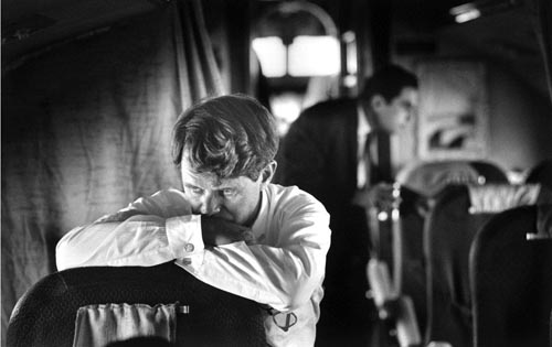 Robert F. Kennedy on the campaign plane, 1966