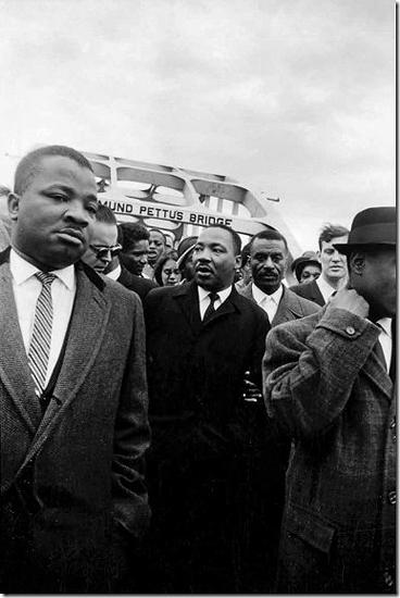 Photo: Dr. King crosses the Edmund Pettus Bridge with reverends Ralph Abernathy and Fred Shuttlesworth, 1965 Archival Pigment Print #2129