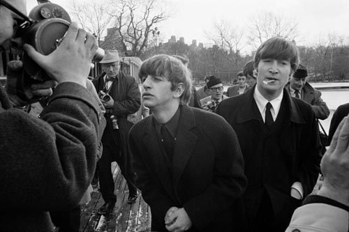 Ringo Starr & John Lennon, Central Park Photo OP, Feb 1964. Copyright Bill Eppridge