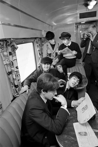 Beatles Ride the Train to D.C. Feb 10, 1964. Copyright Bill Eppridge
