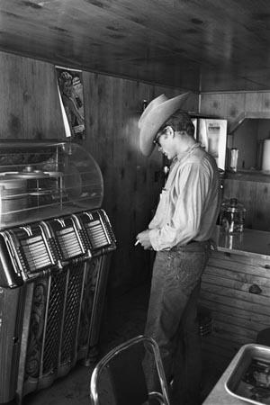 James Dean at Juke Box during the filming of "Giant" Pigment Print