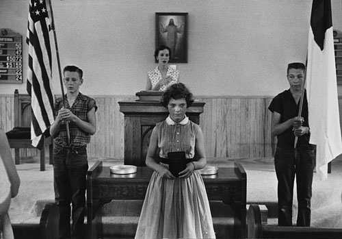 Pledge of Allegiance, Sunday School, Antioch Baptist Church, Texas, 1955