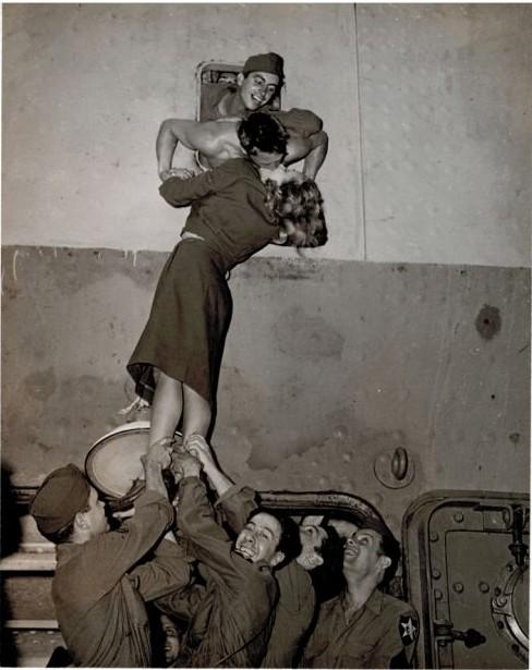 Photo: Marlene Dietrich passionately kissing a GI as he arrives home from World War II, New York, 1945  Vintage Gelatin Silver Print #1168