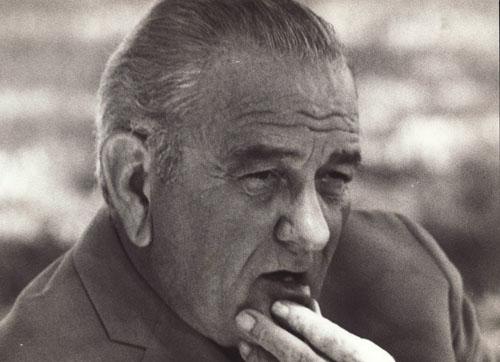 Lyndon Johnson at his Texas ranch during an interview with Walter Cronkite in 1969 Vintage Gelatin Silver Print