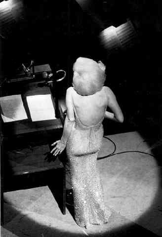 Marilyn Monroe singing “Happy Birthday” to President John F. Kennedy, Madison Square Garden, NY, May 19, 1962<br/>