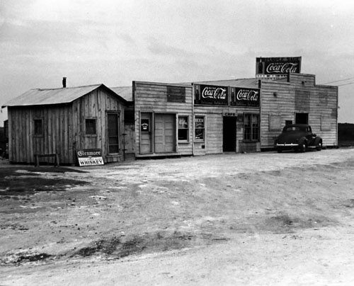 A view showing The Purple Sage Tavern, West George, Texas, 1939 (Time Inc.)