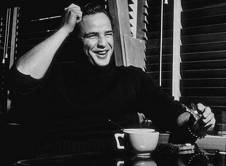 Marlon Brando in the kitchen of his Beverly Glen home, Los Angeles, 1955<br/>