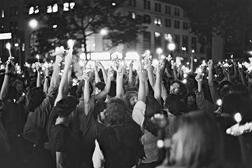 Commemoration of the 1969 Stonewall riots in Greenwich Village, New York, 1971