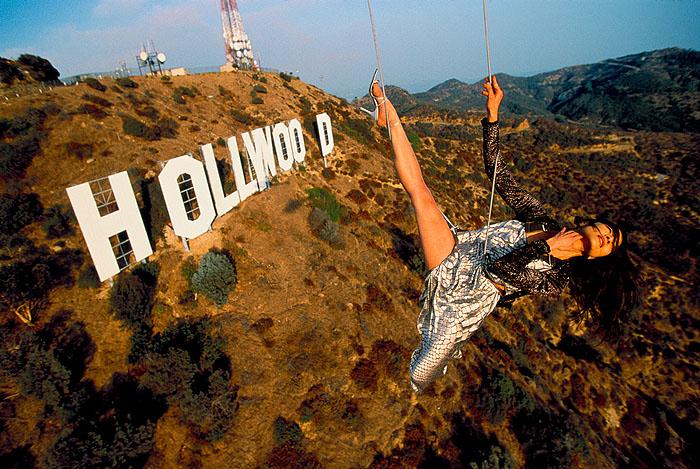 Joe McNally Michelle Yeoh, Hollywood Sign, 1998 