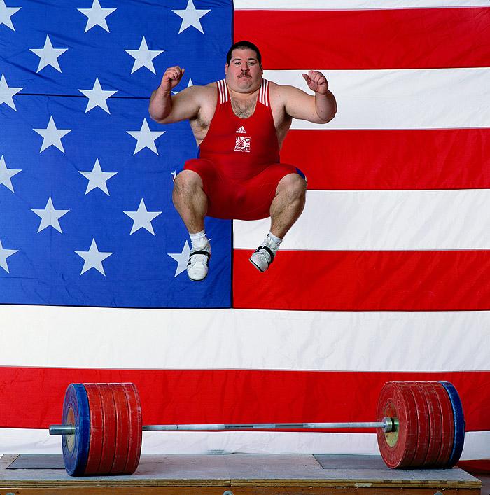 Shane Hamman, Olympic Heavyweight Lifter, Leaping, 1999 Archival Pigment Print
