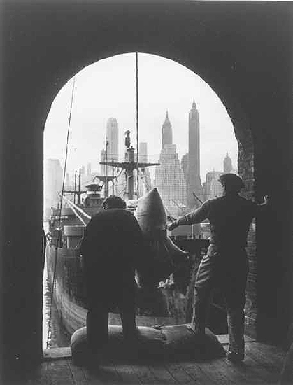 Unloading coffee at Brooklyn dock, New York, c. 1946