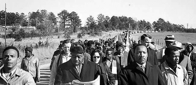 Martin Luther King with Andrew Young, Ralph Abernathy, and John Lewis, Selma March, 1965<br/>