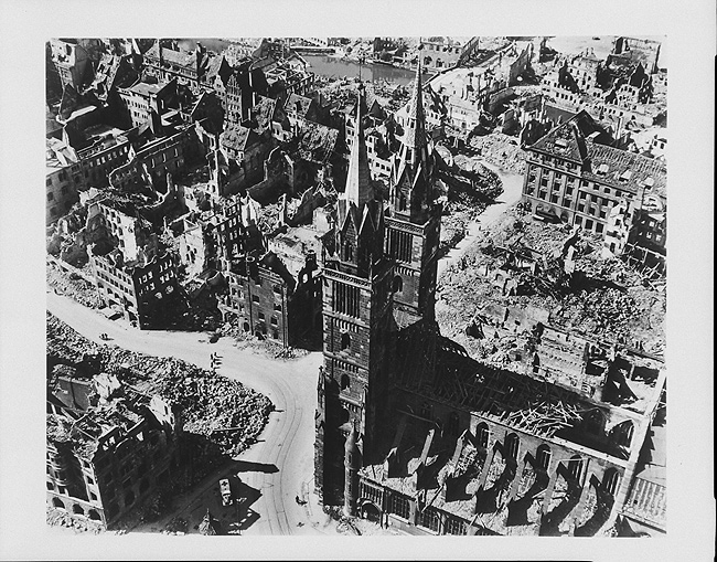 Nuremberg after Allied bombing, Germany, 1945
