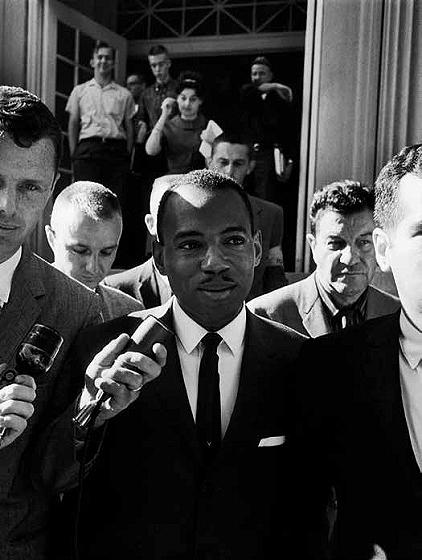 African American student, James H. Meredith, interviewed after registering at  Mississippi University, following the night of anti-integration riots. Oxford, Mississippi  January 1962<br/>