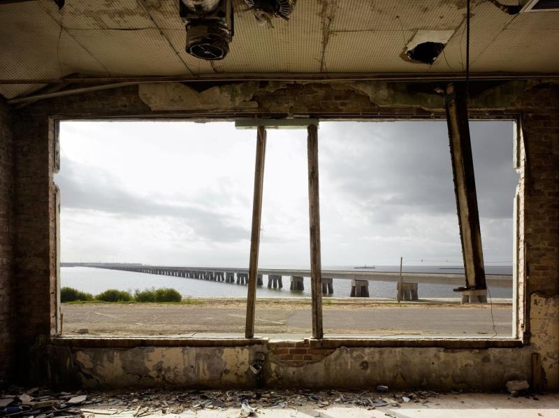 Hurricane Katrina: Bridge Through Window<br/>Please contact Gallery for sizes<br/>Please contact Gallery for price
