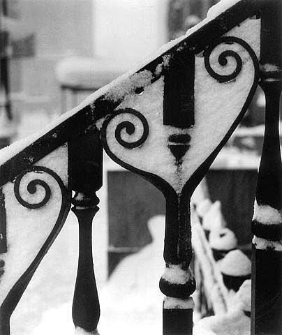 Wrought Iron Design in Snow, NYC, 1945<br/>