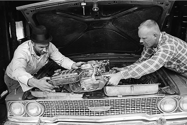Replacing car engine, 1965 Archival Pigment Print