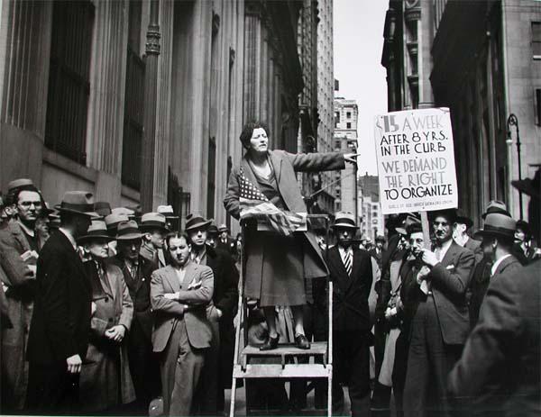 A Pioneer Organizer Of The Office Workers' Union, Wall Street and Broad Street, NYC, 1936<br/>
