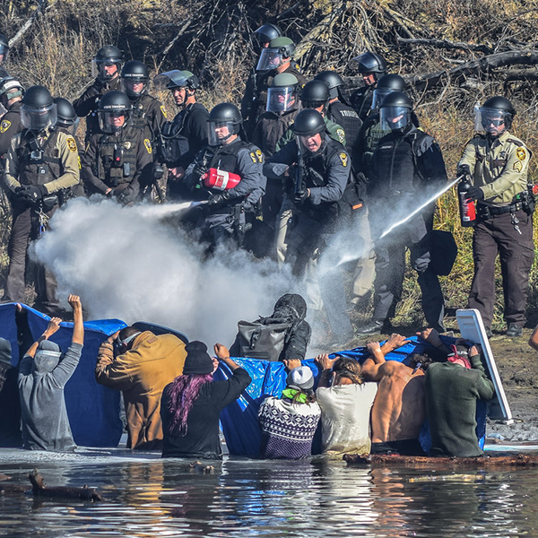 Native American Water Protectors attempt to gain access to Turtle Hill, where many of their ancestors are buried, to pray, 2016.