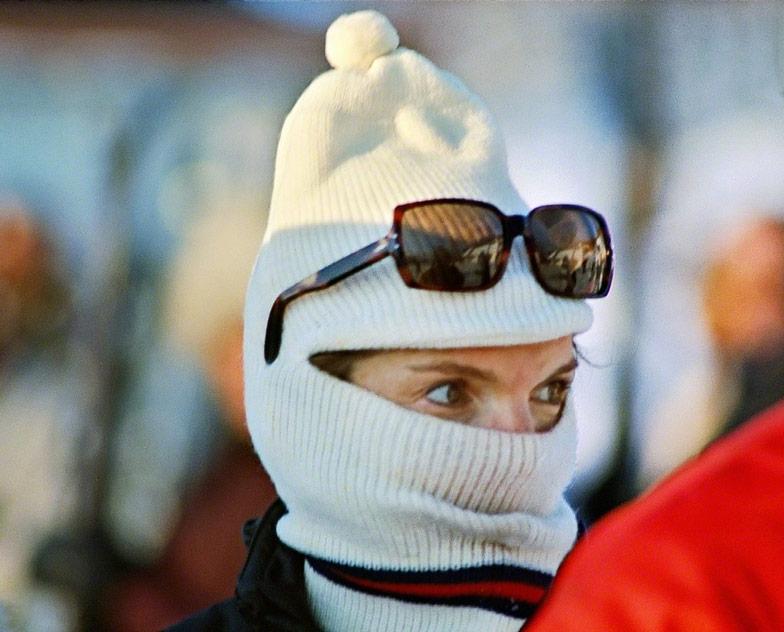 Jackie Kennedy with Ski Mask, Laurentian Mts., Canada, 1968<br/>