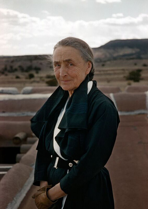 Georgia O'Keeffe on her rooftop, Abiquiu, New Mexico, 1960