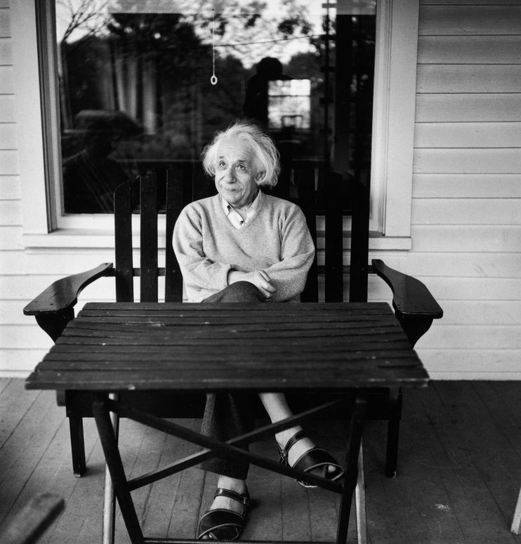 Albert Einstein on his porch, Princeton, NJ, 1952