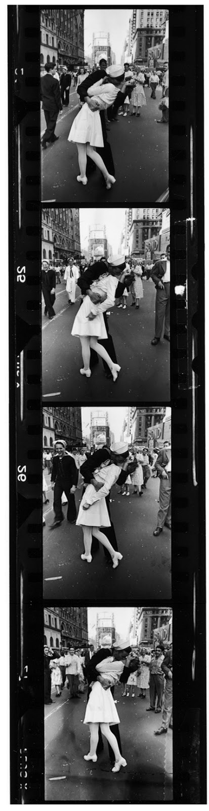 Three frames of "VJ-Day, Times Square, 1945"
