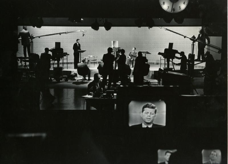 John F. Kennedy, on-set monitor at the first-ever televised Presidential debate in 1960 Vintage Gelatin Silver Print