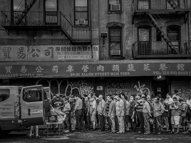 Food line, Allen Street, New York City, August 11, 2020<br/>Please contact Gallery for price