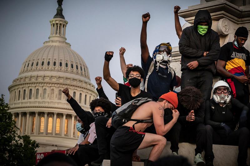 David Butow BLM protestors in front of the US Capitol during the Covid-19 Pandemic, Washington, DC, 2020 Please contact Gallery for price