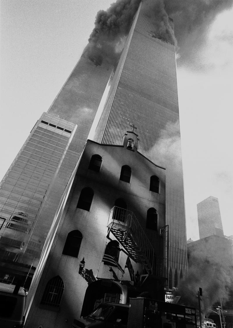Greek Orthodox Church and Towers, September 11, 2001<br/>Please contact Gallery for price