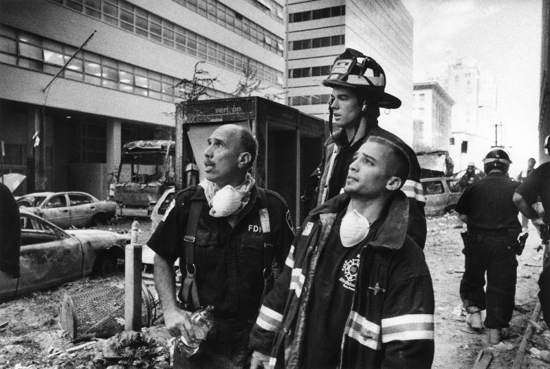Firemen on scene of the terrorist attack on World Trade Center, September 11, 2001 Gelatin Silver print
