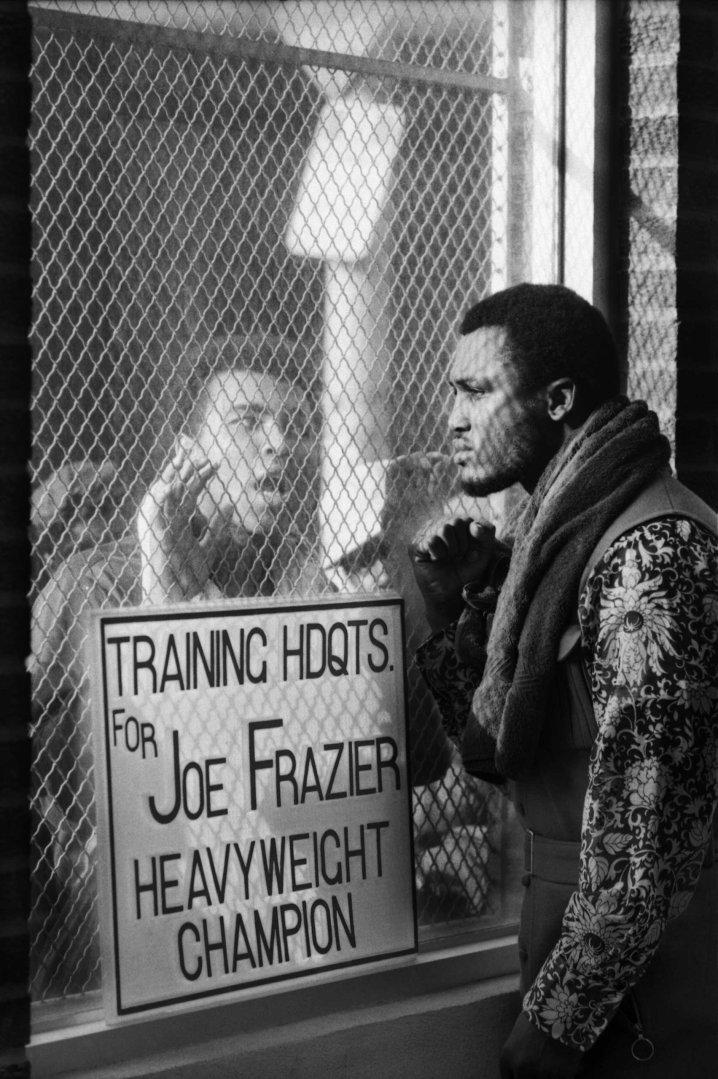 Boxer Muhammad Ali taunting Joe Frazier at Frazier's training headquarters, 1971 by John Shearer.<br/>Please contact Gallery for price
