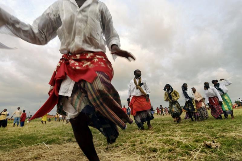 Residents celebrate Funfu Ma Tie, a harvest festival that marks the break in the rainy season when people can harvest their crops and fish again, Finima, Nigeria, 2006<br/>Please contact Gallery for price