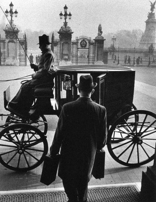  The Queen’s Messenger leaving Buckingham Palace with dispatches for the Foreign Office, 1954<br/>Please contact Gallery for price