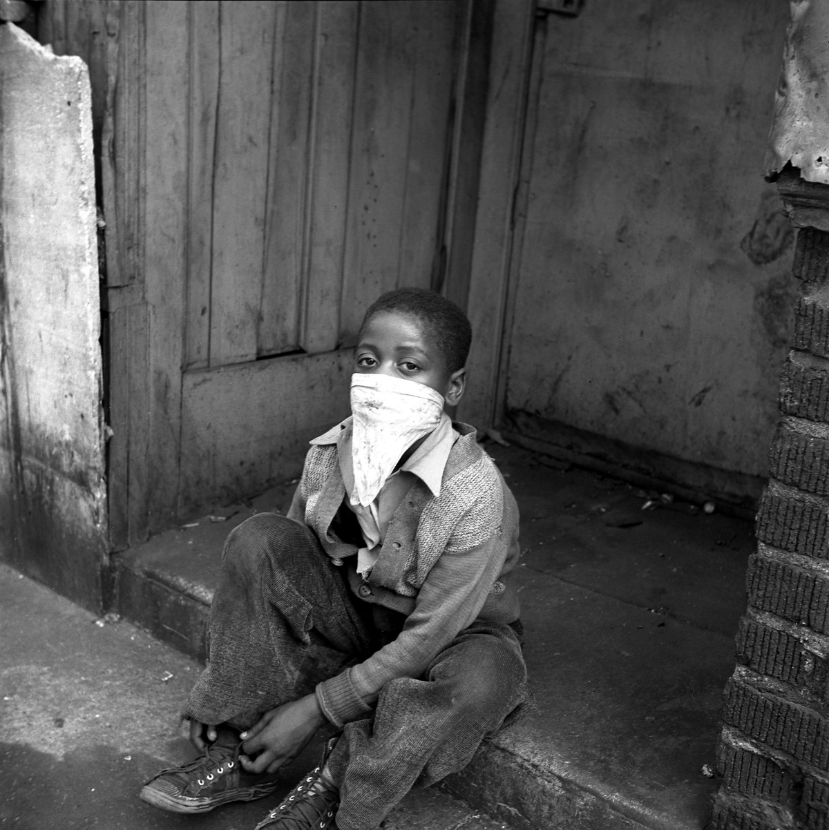 Boy wearing mask, New York City, c.1946-1950