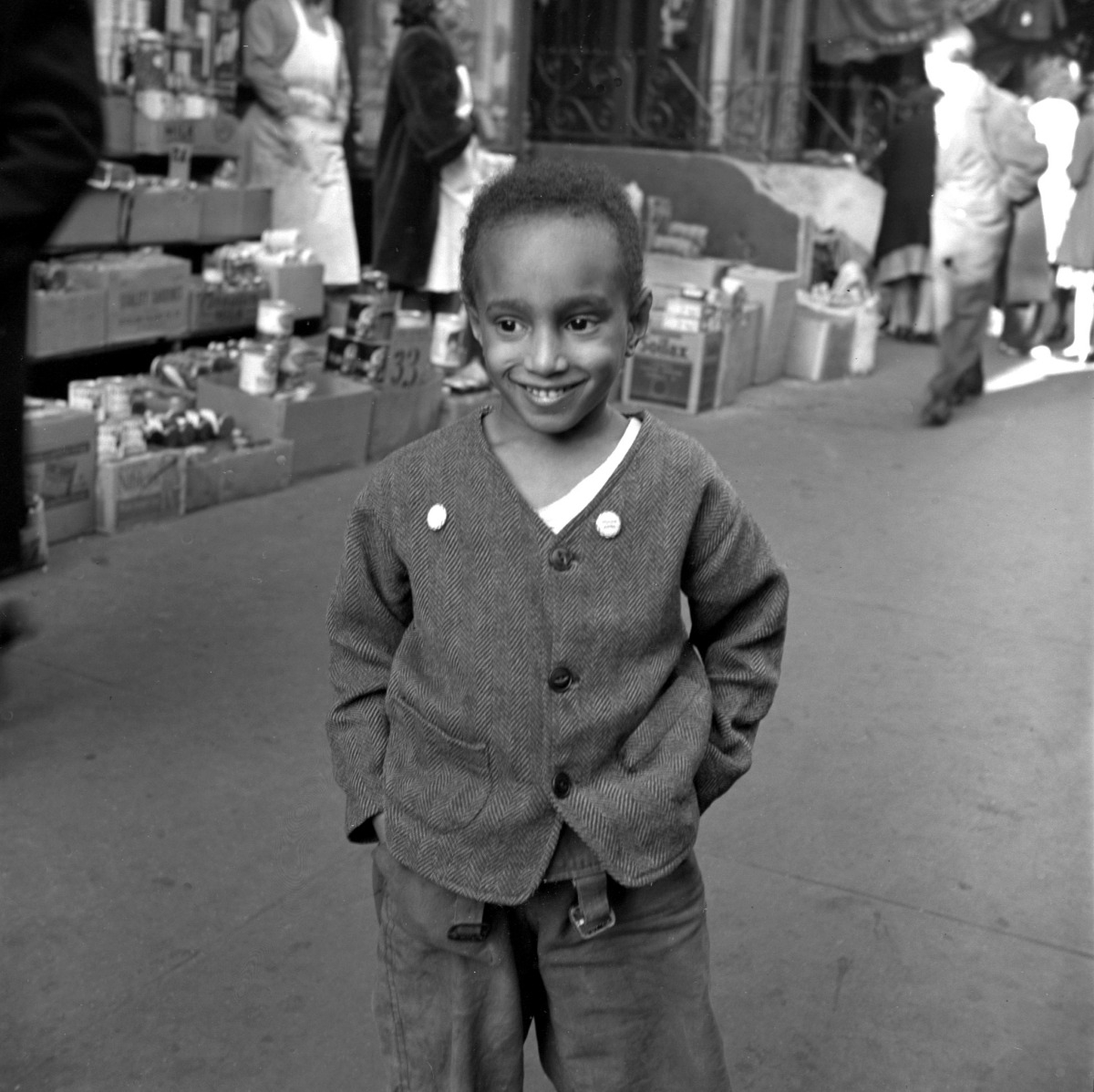 Boy with hands in pocket, Harlem, New York, c. 1946-1950