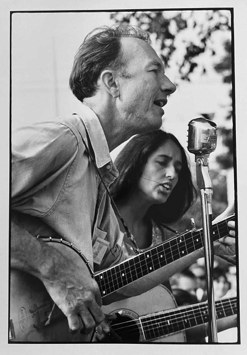 Pete Seeger with Joan Baez, Newport Folk Festival, 1964<br/>Please contact Gallery for price