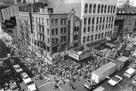 Photo: A huge crowd formed around the Fillmore East in May 1970 when tickets went on sale for Crosby, Stills, Nash and Young. Gelatin Silver print #2866