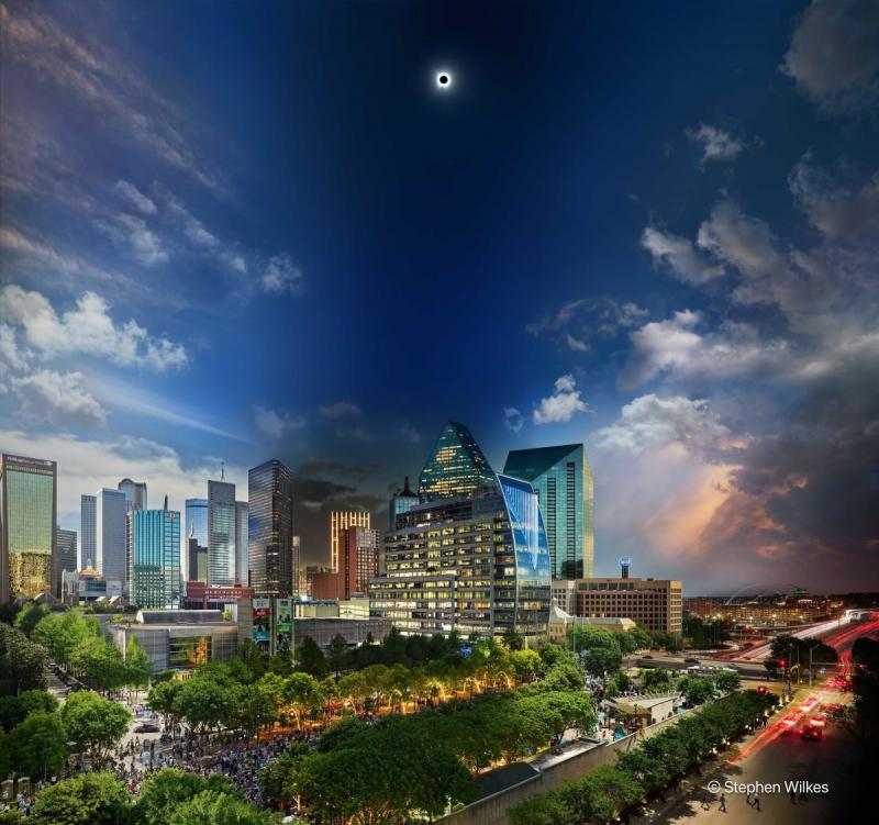 Day to Night, Total Eclipse, Dallas, Texas , April 8th 2024. Digital C Print