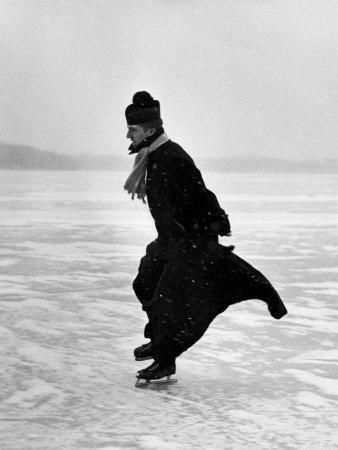 John Dominis Priest ice skating, Michigan, 1955 Please contact Gallery for price