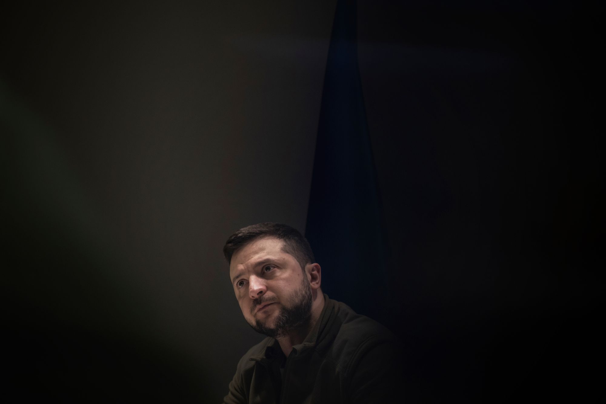 Ukrainian President Volodymyr Zelensky in his underground bunker. Kyiv, Ukraine 2022