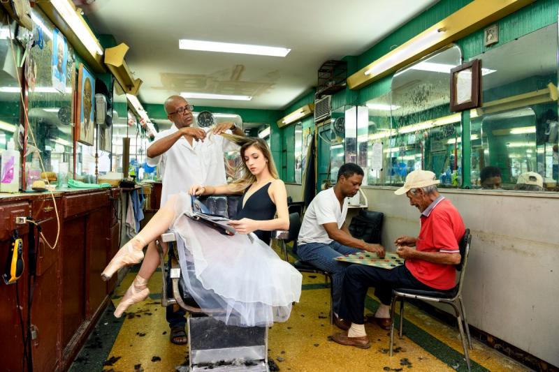 Photo: Dancing in barbershop, Havana Archival Pigment Print #2982