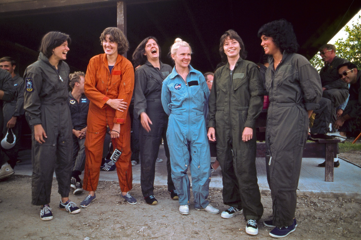 "The Six” The original six women NASA astronaut candidates in training at the U.S. Air Force Water Survival School at Turkey Point, Florida, 1978 Sally Ride, Shannon W. Lucid, Margaret Rhea Sedan, Kathryn D. Sullivan, Anna L. Fisher and Judith A. Resnick