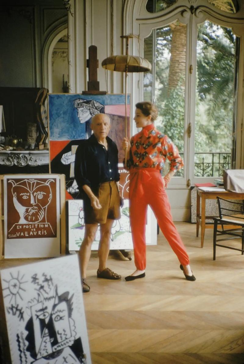 Mark Shaw Picasso with Bettina and Umbrella -- Photographed for LIFE in 1955 in his new Cannes Villa, La Californie Please contact Gallery for price