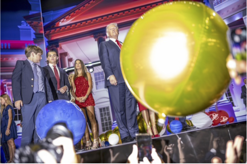 Photo: Donald Trump and his family appear on stage at the conclusion of his speech accepting his party's nomination a second time at the GOP convention in Milwaukee, 2024. Archival Pigment Print #3075