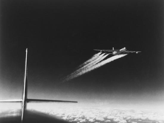 A B-36 flying at high altitude over Witchita, Kansas, 1951<br/>Please contact Gallery for price