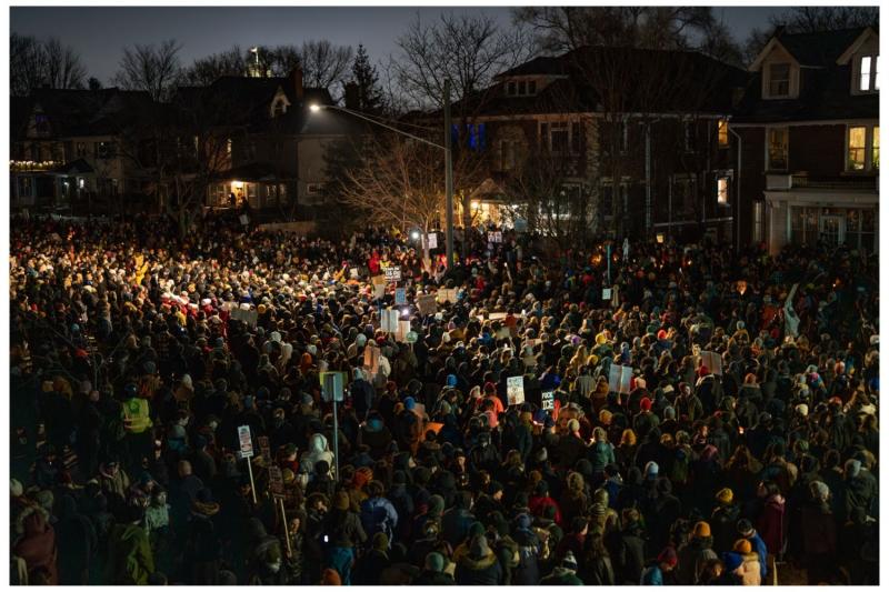 Photo: January 7th, 2026 - After the murder of Renee Good by a masked federal agent, a vigil was held in her honor. Upward of 10,000 Minnesotans showed up to pay their respects at the location she was killed Archival Pigment Print #3099