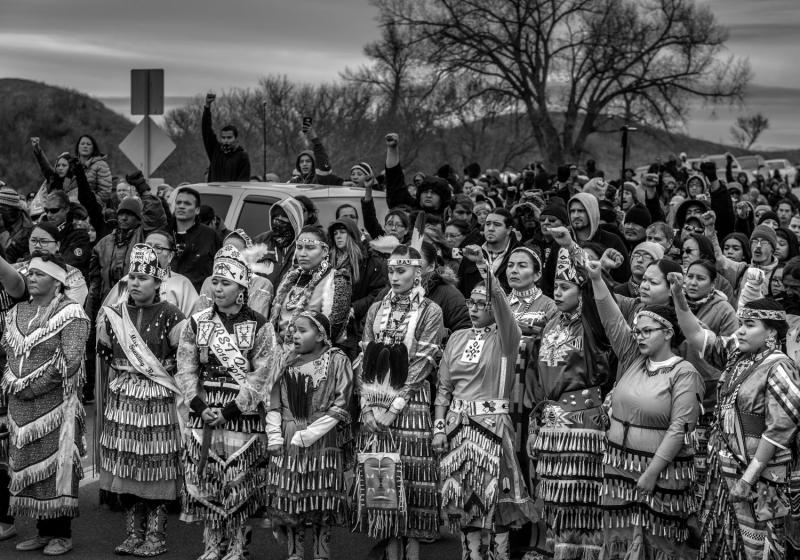 Jingle Dress Dance, Standing Rock Camp (Highway 1806), ND, Native land of the Dakȟóta and Lakȟótiyapi people, 2016<br/>Please contact Gallery for price