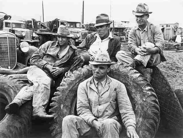 Roustabouts in Freer, Texas, take time off from their job, 1937 (Life Magazine/Time Warner Inc.)<br/>